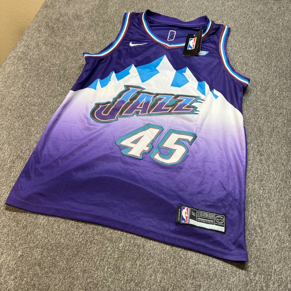 Nike Utah Jazz Donovan Mitchell 45 Purple Mountain Swingman Jersey Mens 50 Large